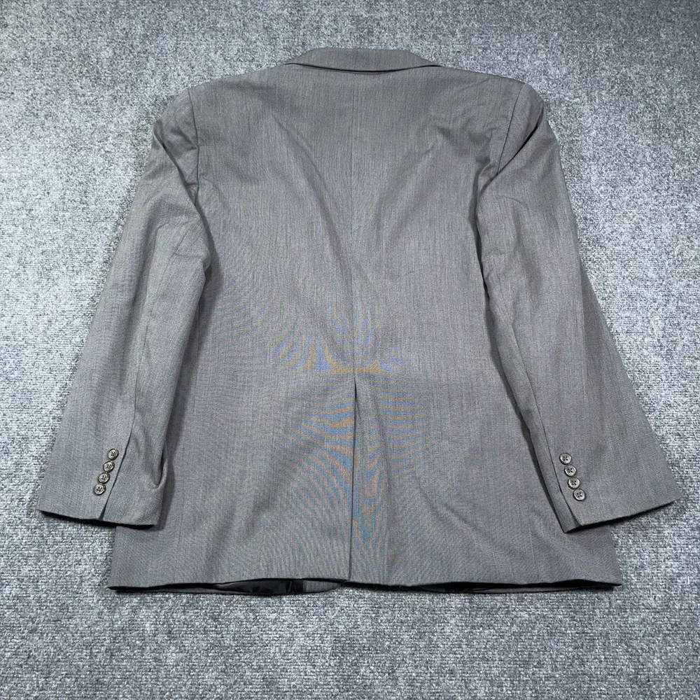 Van Heusen Mens Gray Blazer Birdseye 2-Piece Suit Set 46R / 38x32 Pants Office